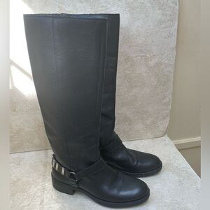 NINE WEST SHAILYN BOOTS IN BLACK LEATHER